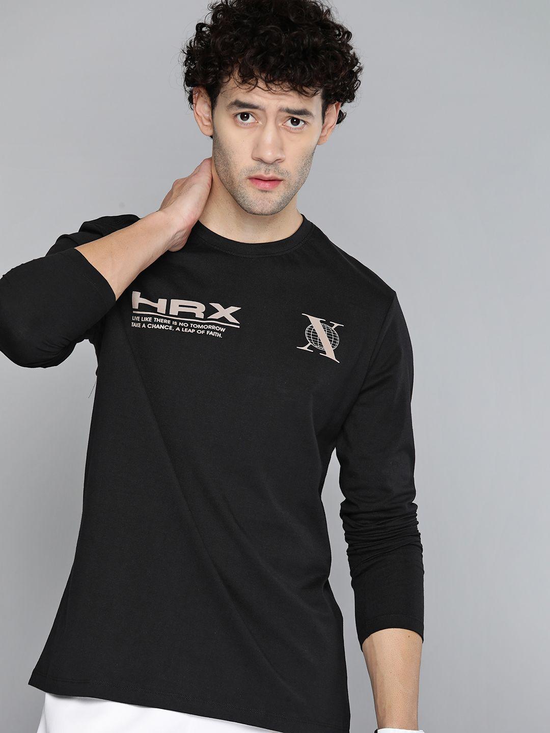 hrx by hrithik roshan brand logo printed pure cotton t-shirt