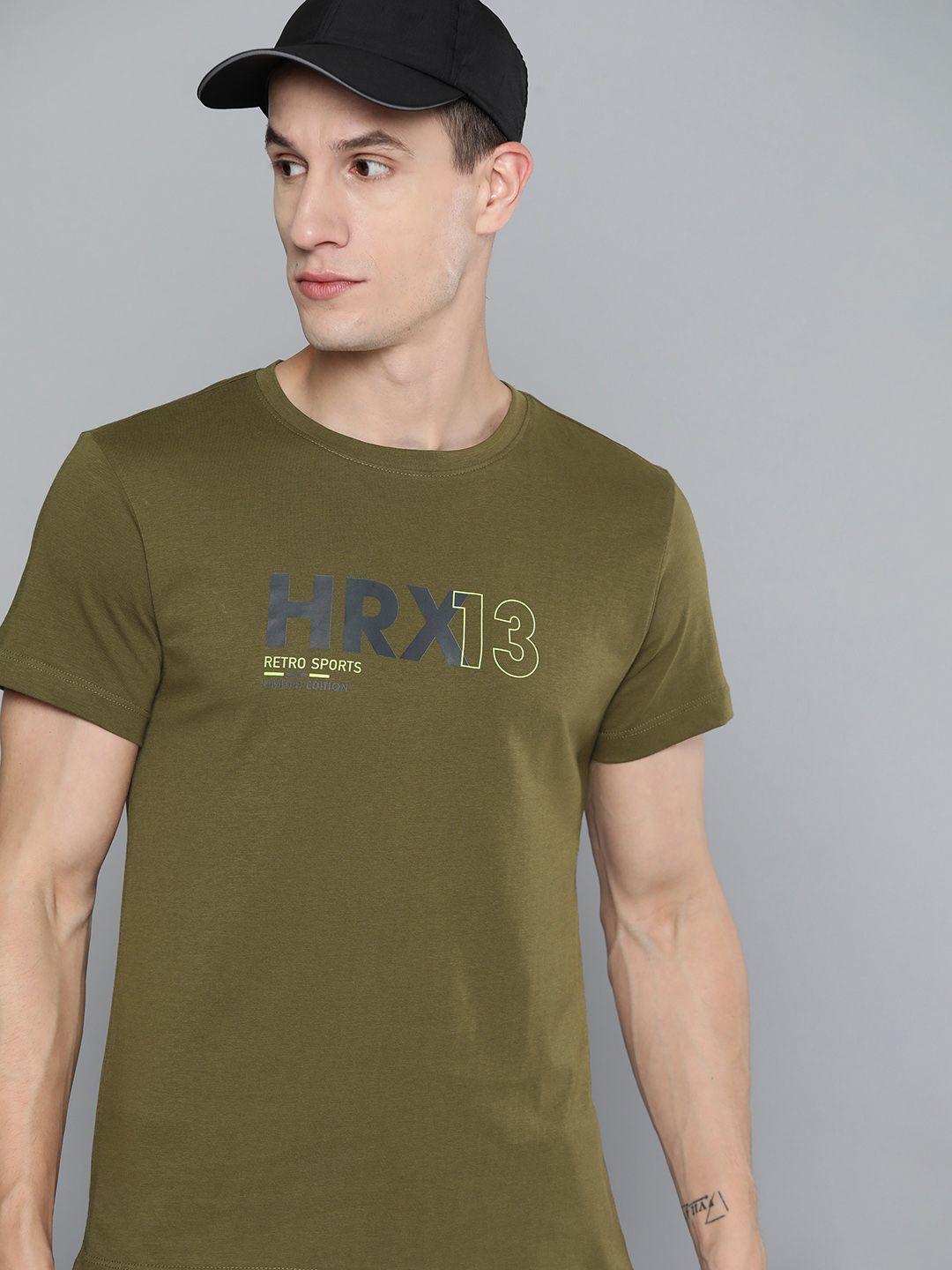 hrx by hrithik roshan brand logo printed pure cotton t-shirt