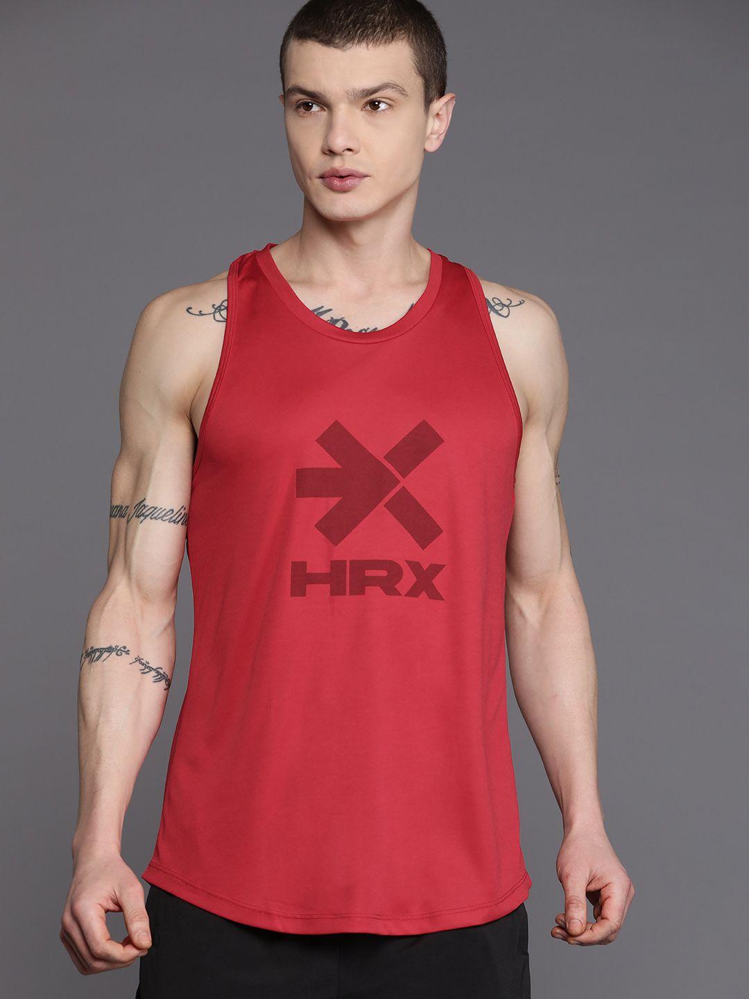 hrx by hrithik roshan brand logo printed rapid-dry training t-shirt