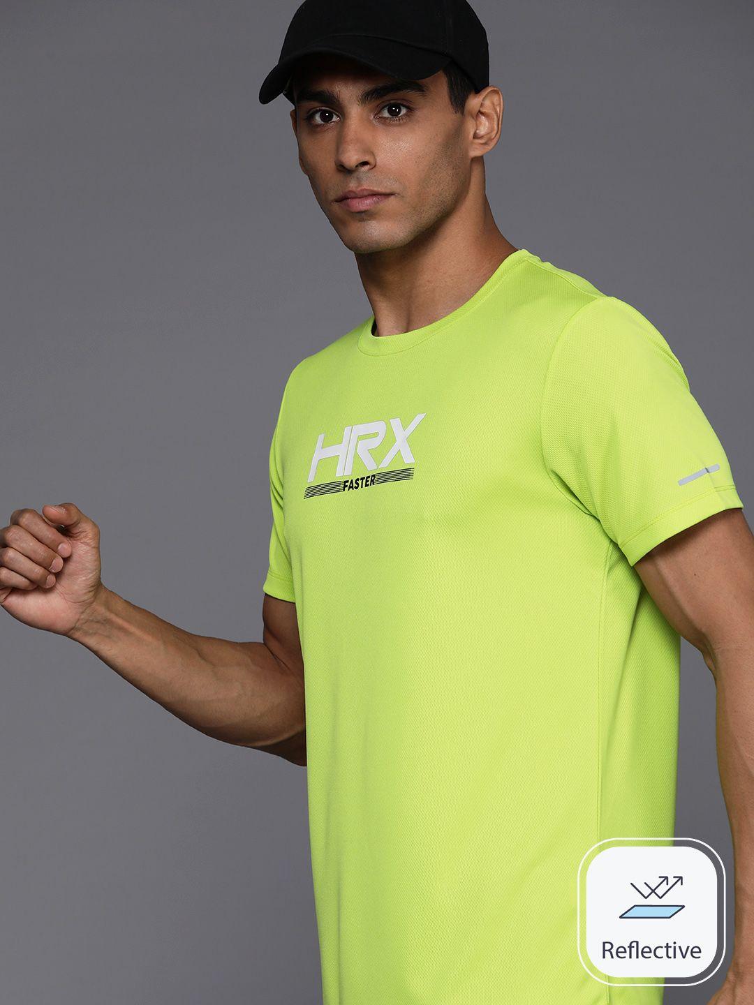 hrx by hrithik roshan brand logo printed reflective detailed rapid-dry running t-shirt