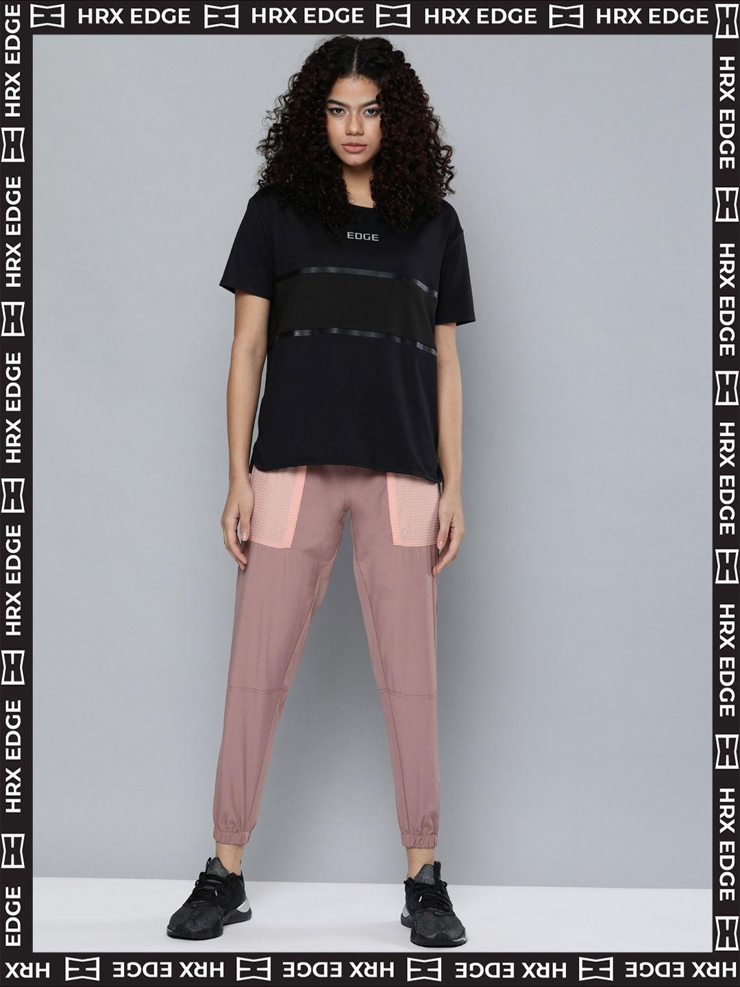 hrx by hrithik roshan edge lifestyle women morikau rapid-dry colourblock track pants