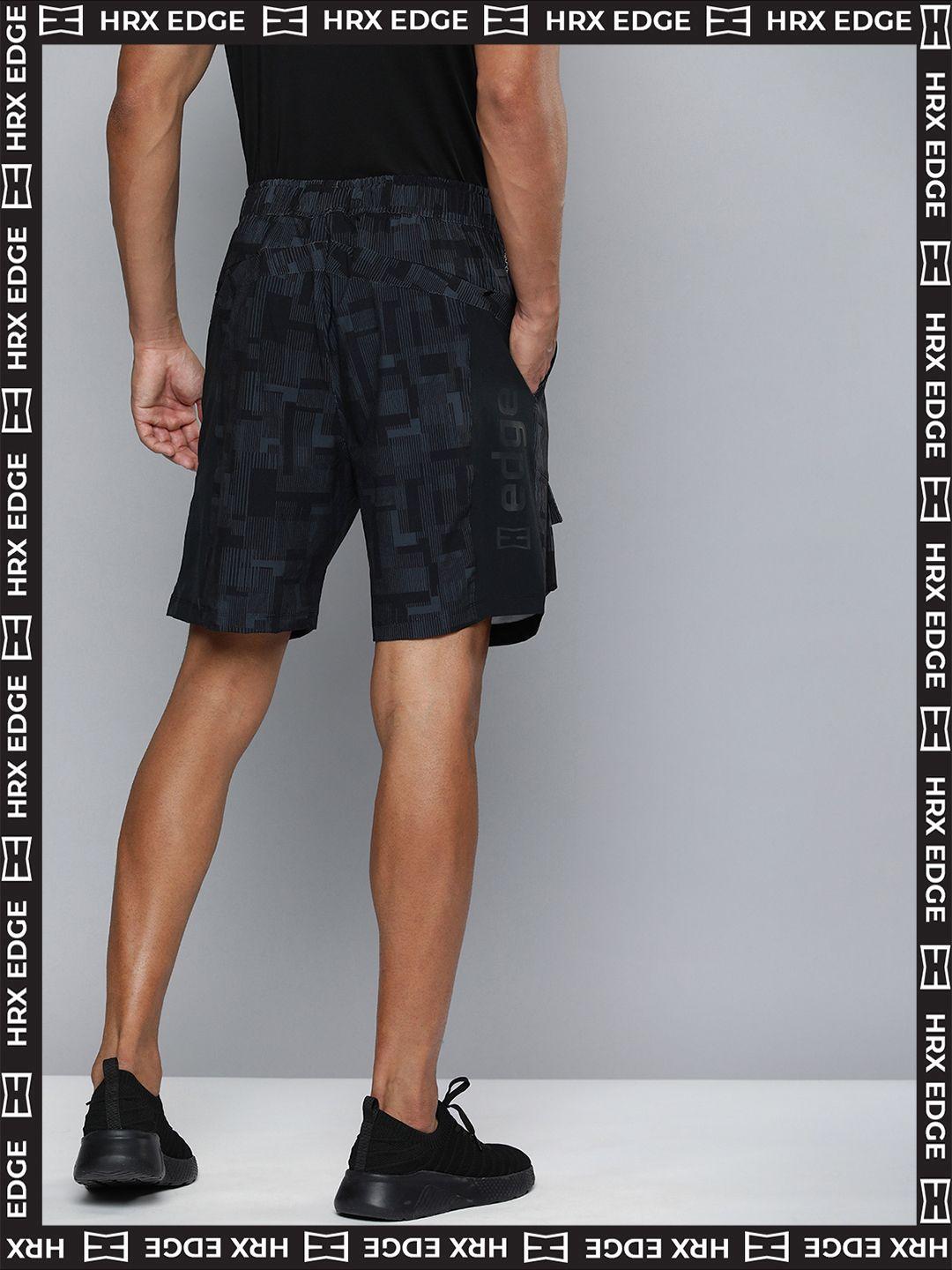 hrx by hrithik roshan edge men anthracite rapid-dry aop shorts