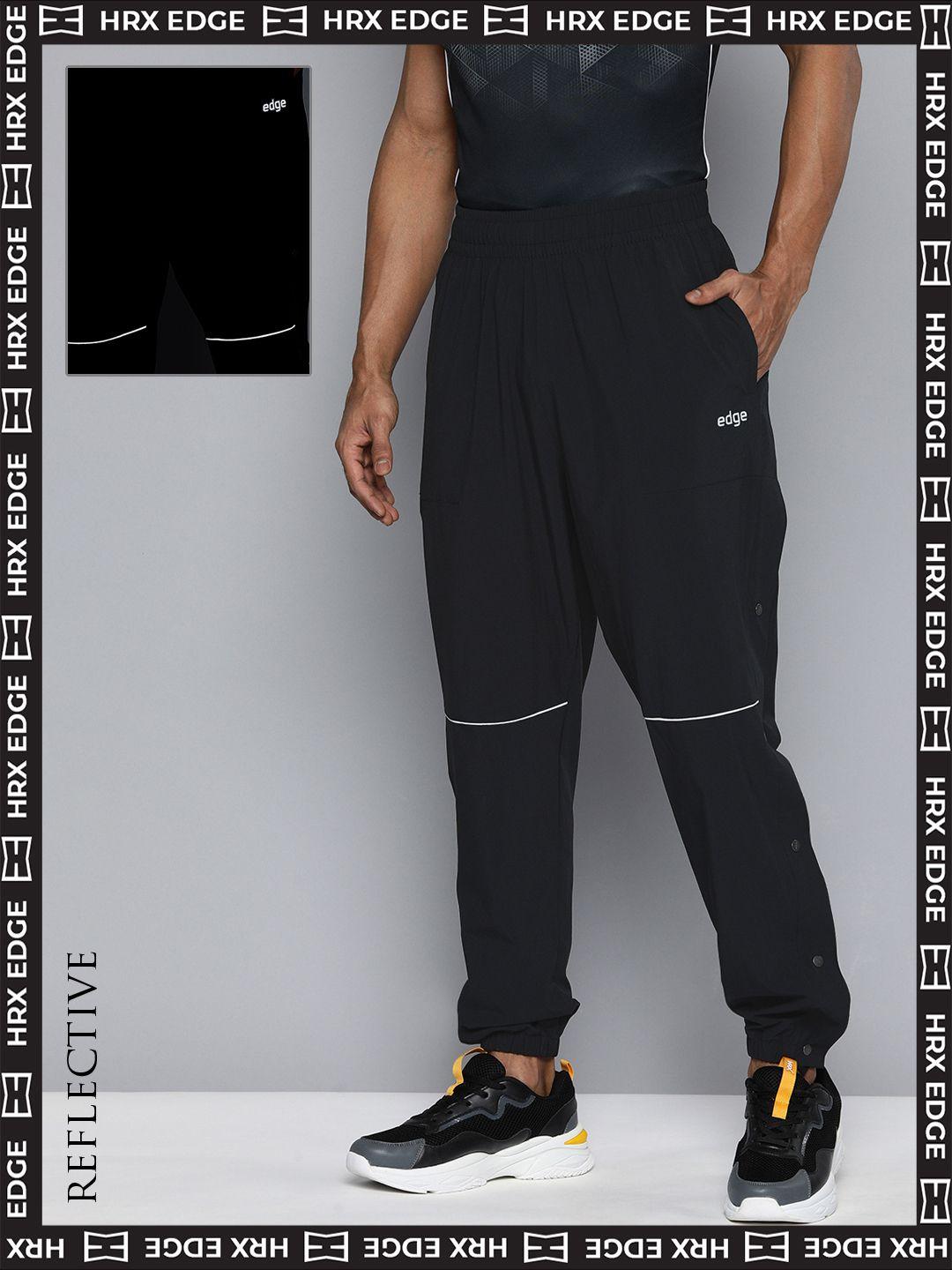 hrx by hrithik roshan edge men rapid-dry joggers track pants with snap-button tape detail