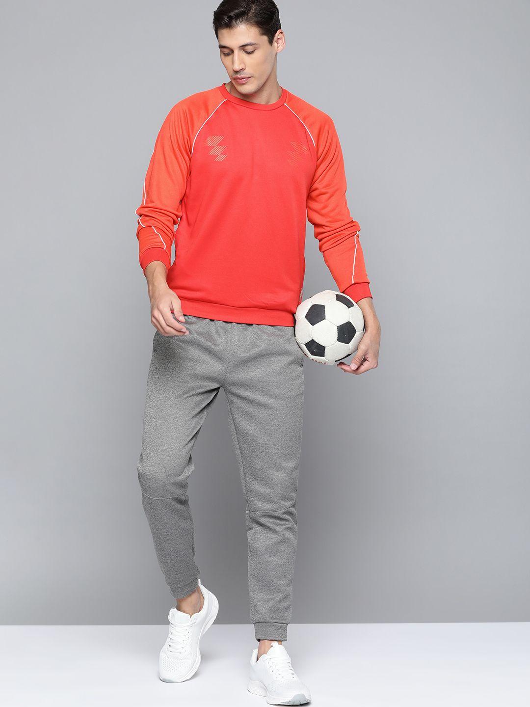 hrx by hrithik roshan football men high risk red & oxy fire rapid-dry sweatshirt