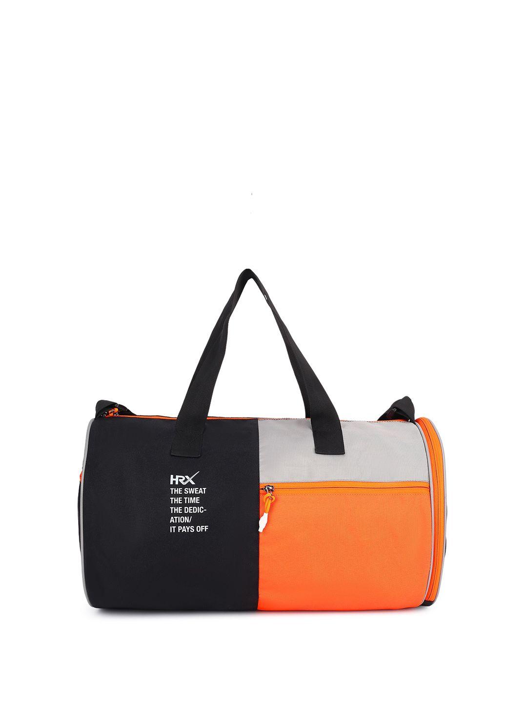 hrx by hrithik roshan grey & black colourblocked duffel bag