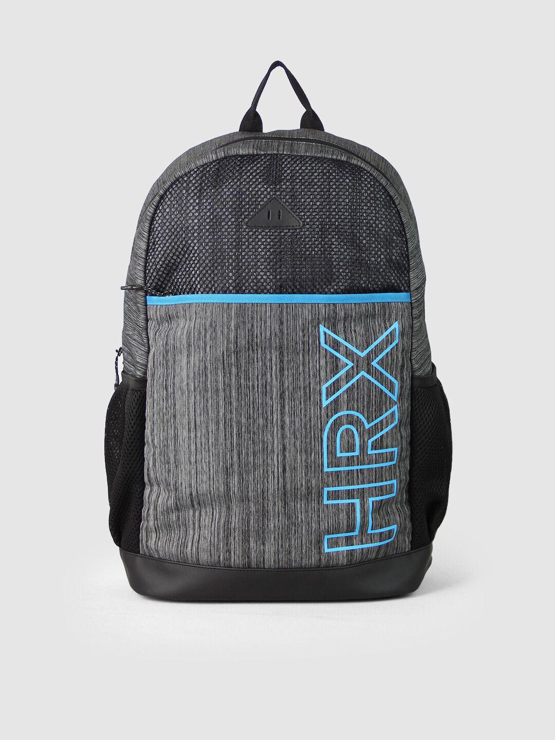 hrx by hrithik roshan grey & blue brand logo backpack
