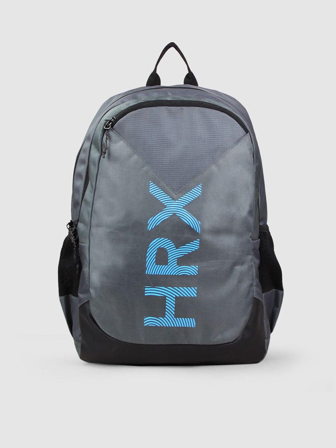 hrx by hrithik roshan grey printed brand logo backpack