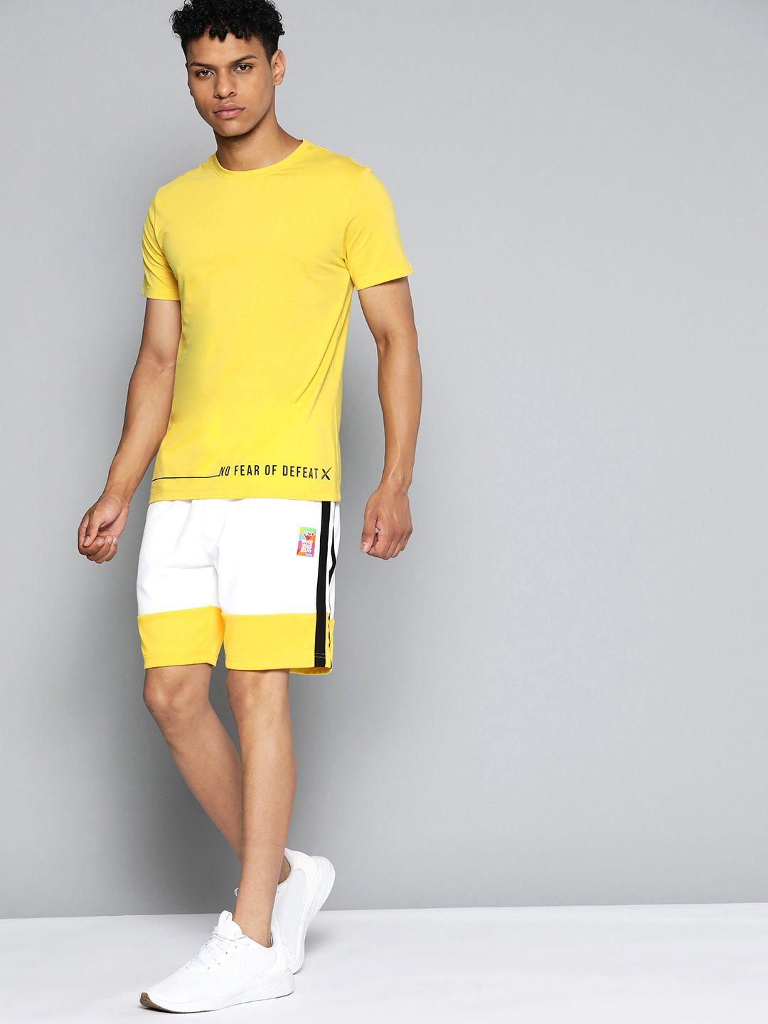 hrx by hrithik roshan lifestyle men bio-wash colourblocked pure cotton shorts