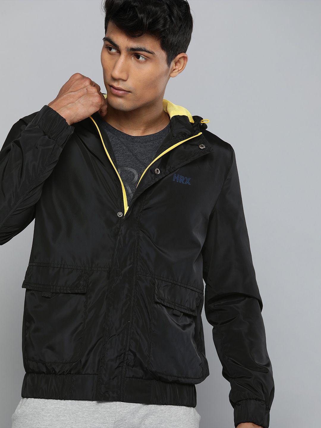 hrx by hrithik roshan lifestyle men black rapid-dry solid jackets