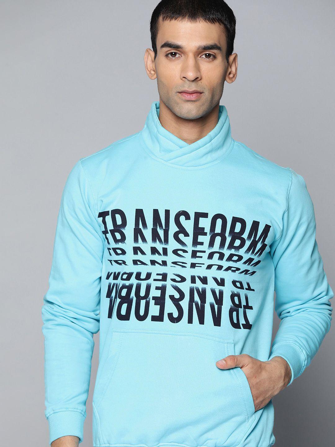 hrx by hrithik roshan lifestyle men electric blue bio-wash solid sweatshirts