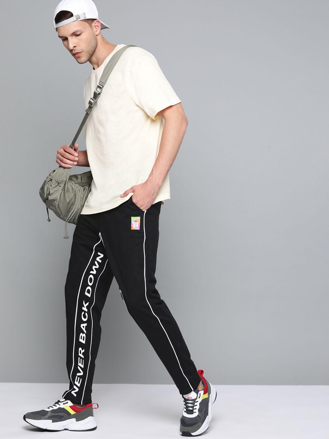 hrx by hrithik roshan lifestyle men porcelain bio-wash typography track pants