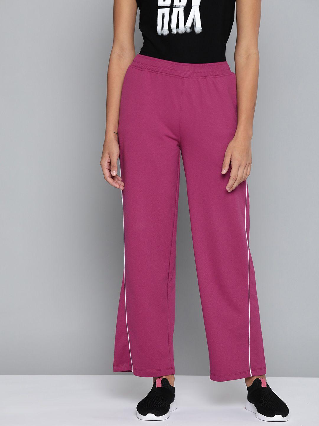 hrx by hrithik roshan lifestyle women festival fuchsia bio-wash solid track pants