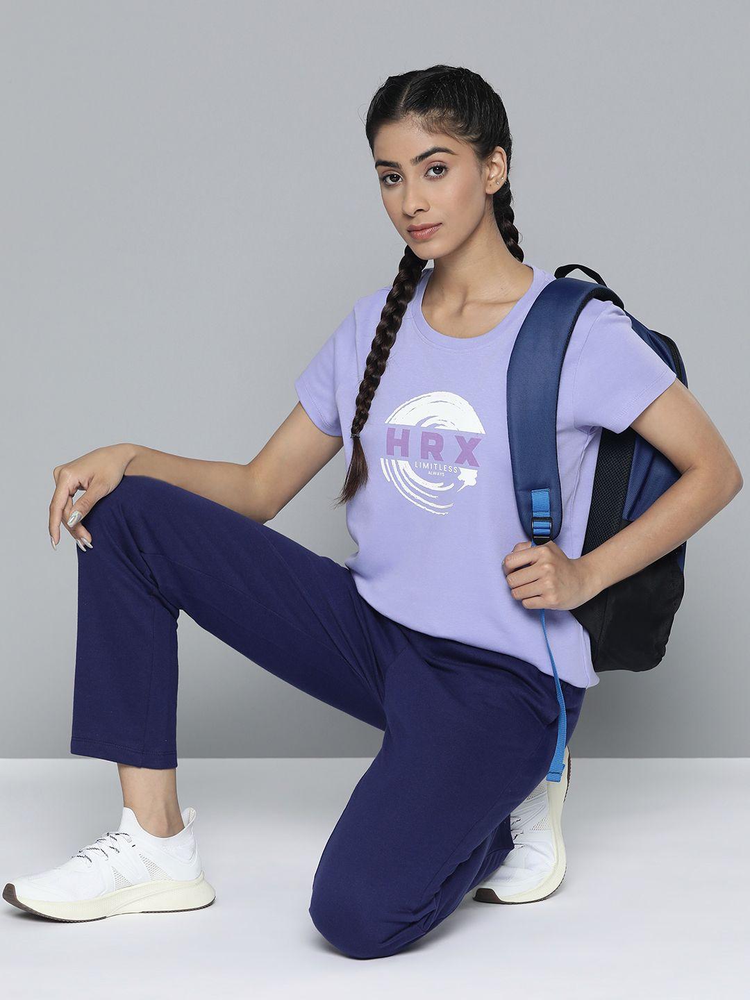 hrx by hrithik roshan lifestyle women lavender bio wash brand carrier tshirts