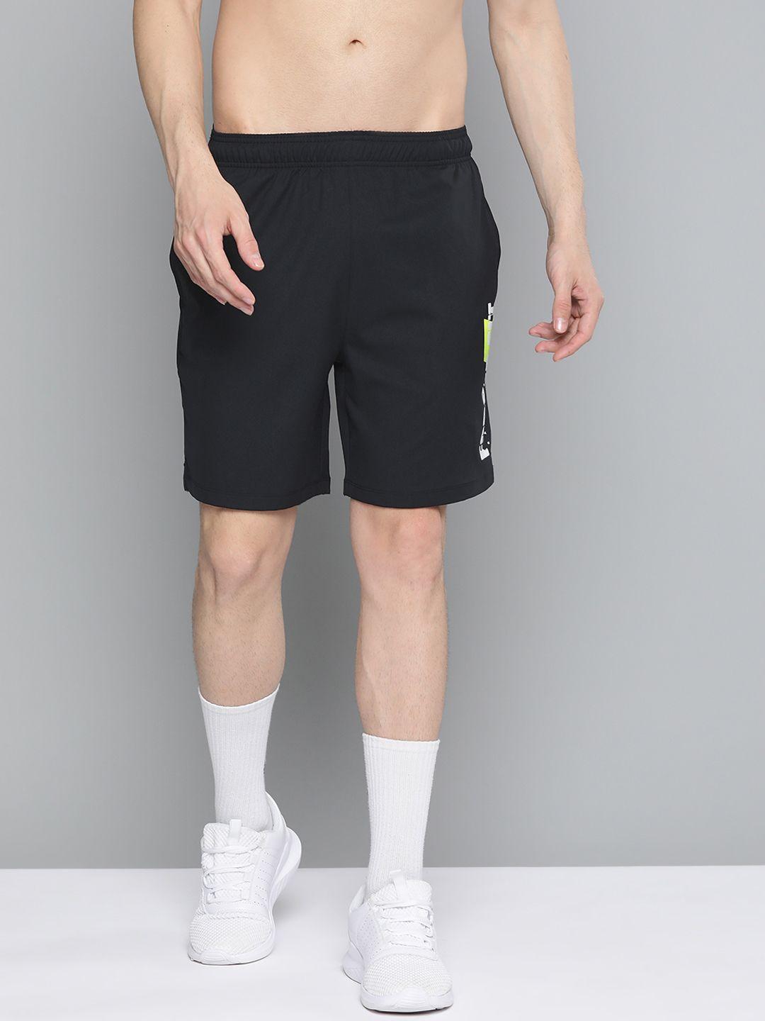 hrx by hrithik roshan men anthracite solid regular fit mid-rise rapid-dry antimicrobial training shorts