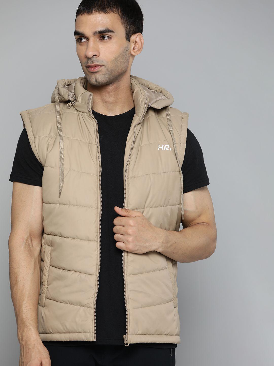 hrx by hrithik roshan men beige solid padded jacket