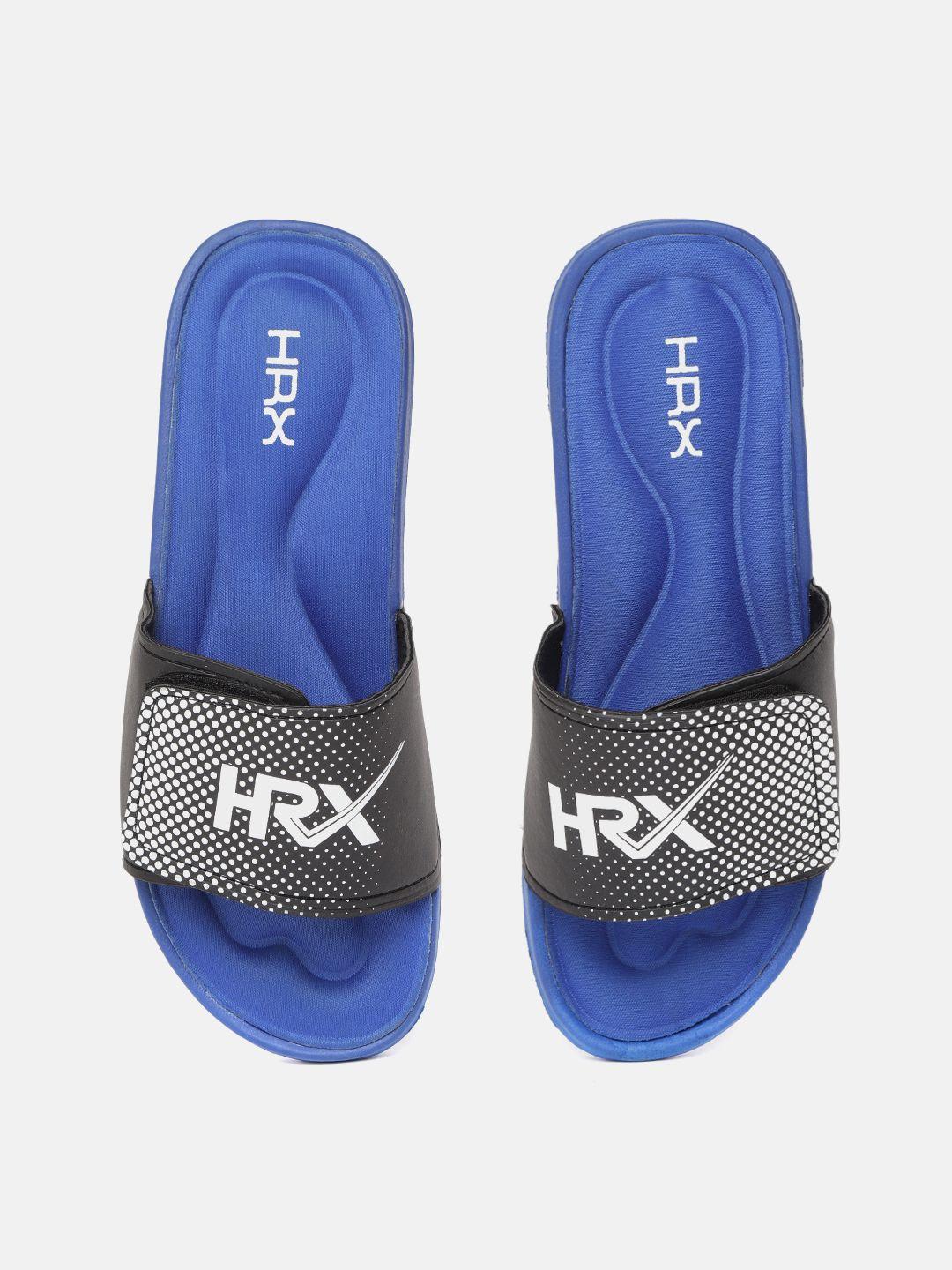 hrx by hrithik roshan men black & blue hrx memory foam flip flop