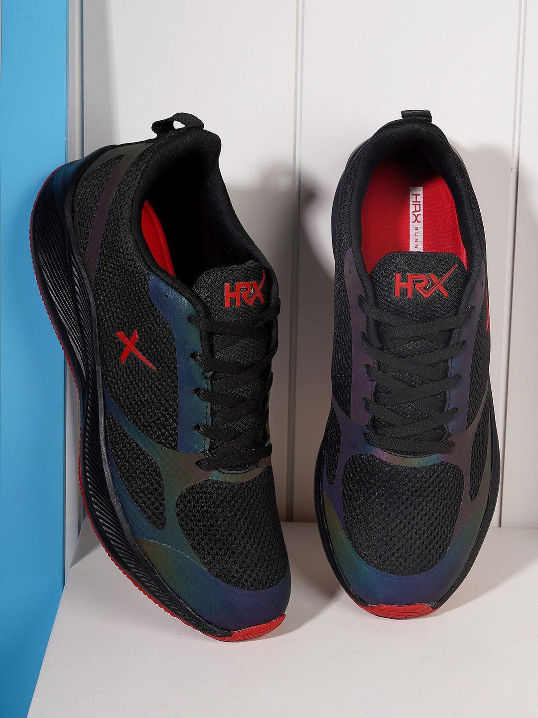 hrx by hrithik roshan men black & red 3d flex mesh marking running shoes