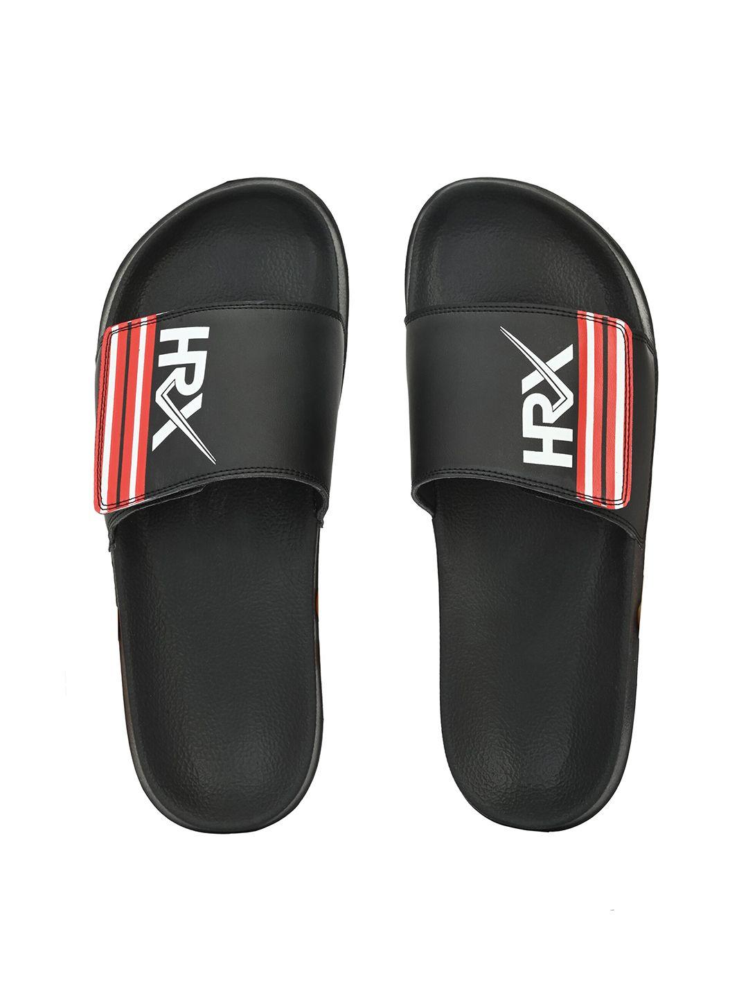 hrx by hrithik roshan men black & red printed sliders