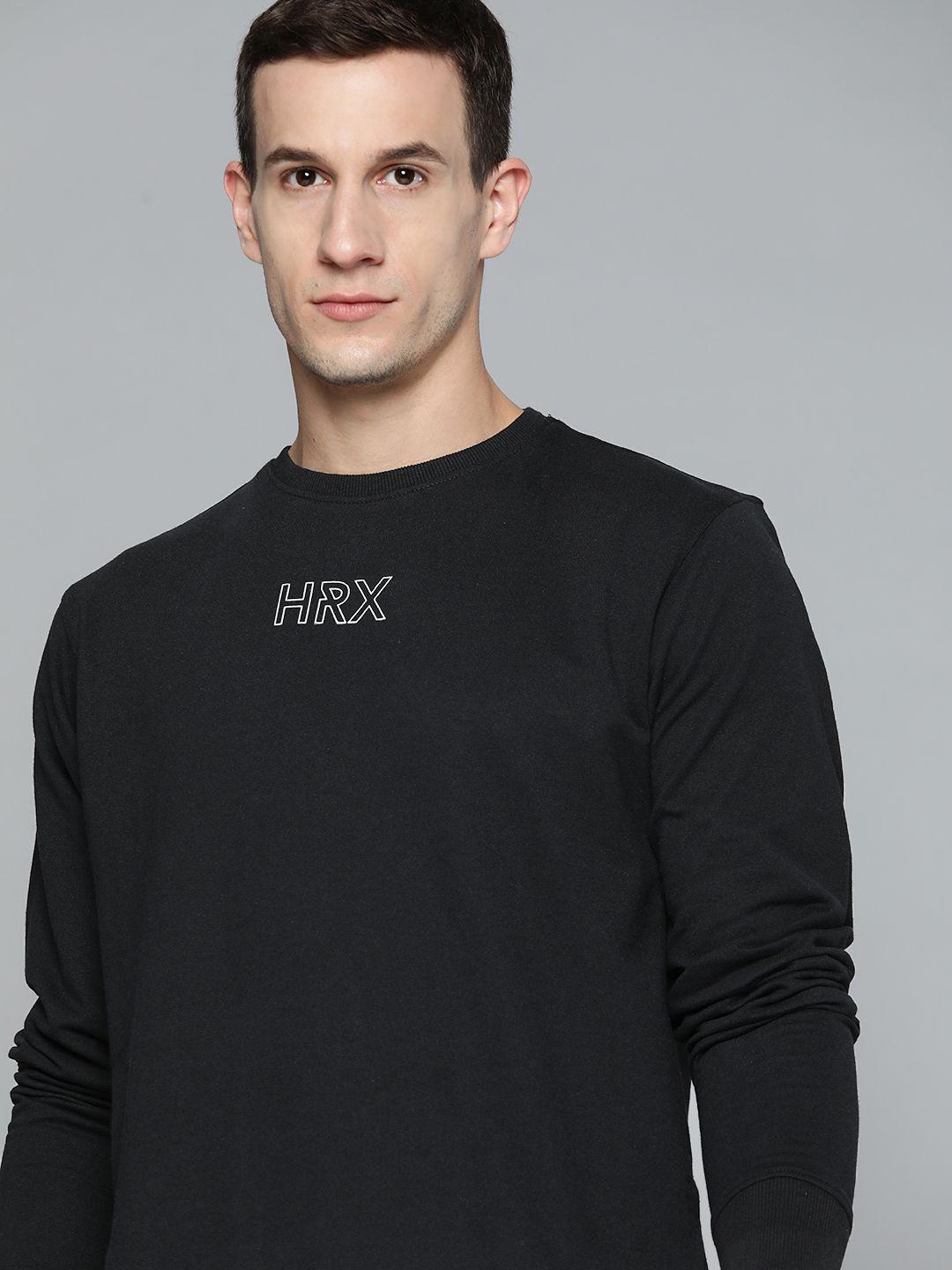 hrx by hrithik roshan men black brand logo printed  sweatshirt