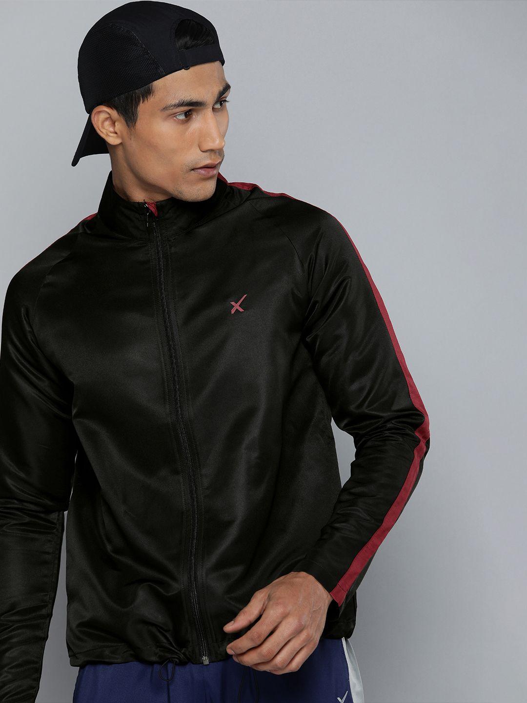 hrx by hrithik roshan men black red lightweight open front jacket