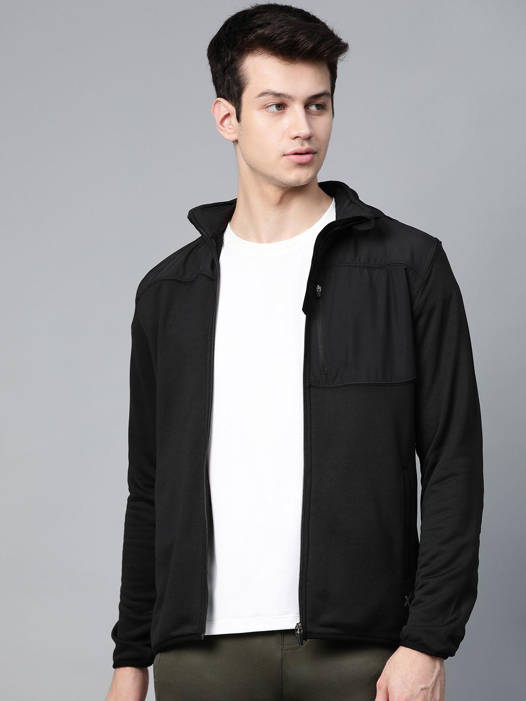 hrx by hrithik roshan men black solid rapid-dry antimicrobial outdoor jacket