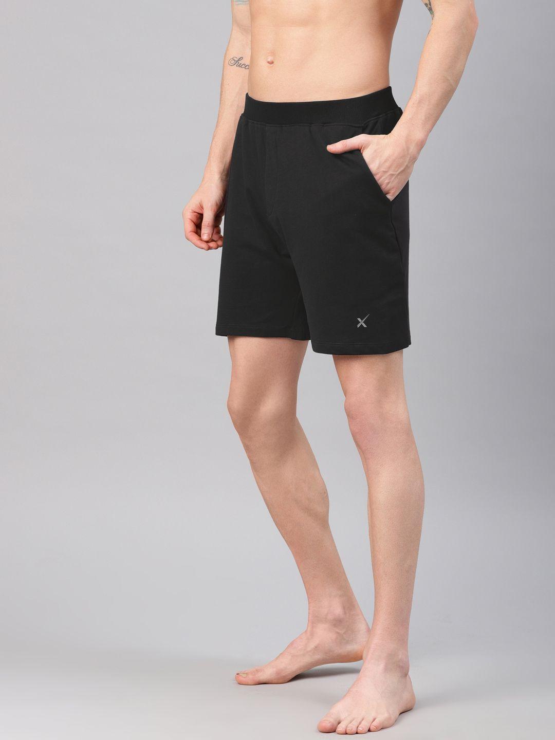 hrx by hrithik roshan men black solid regular fit yoga shorts