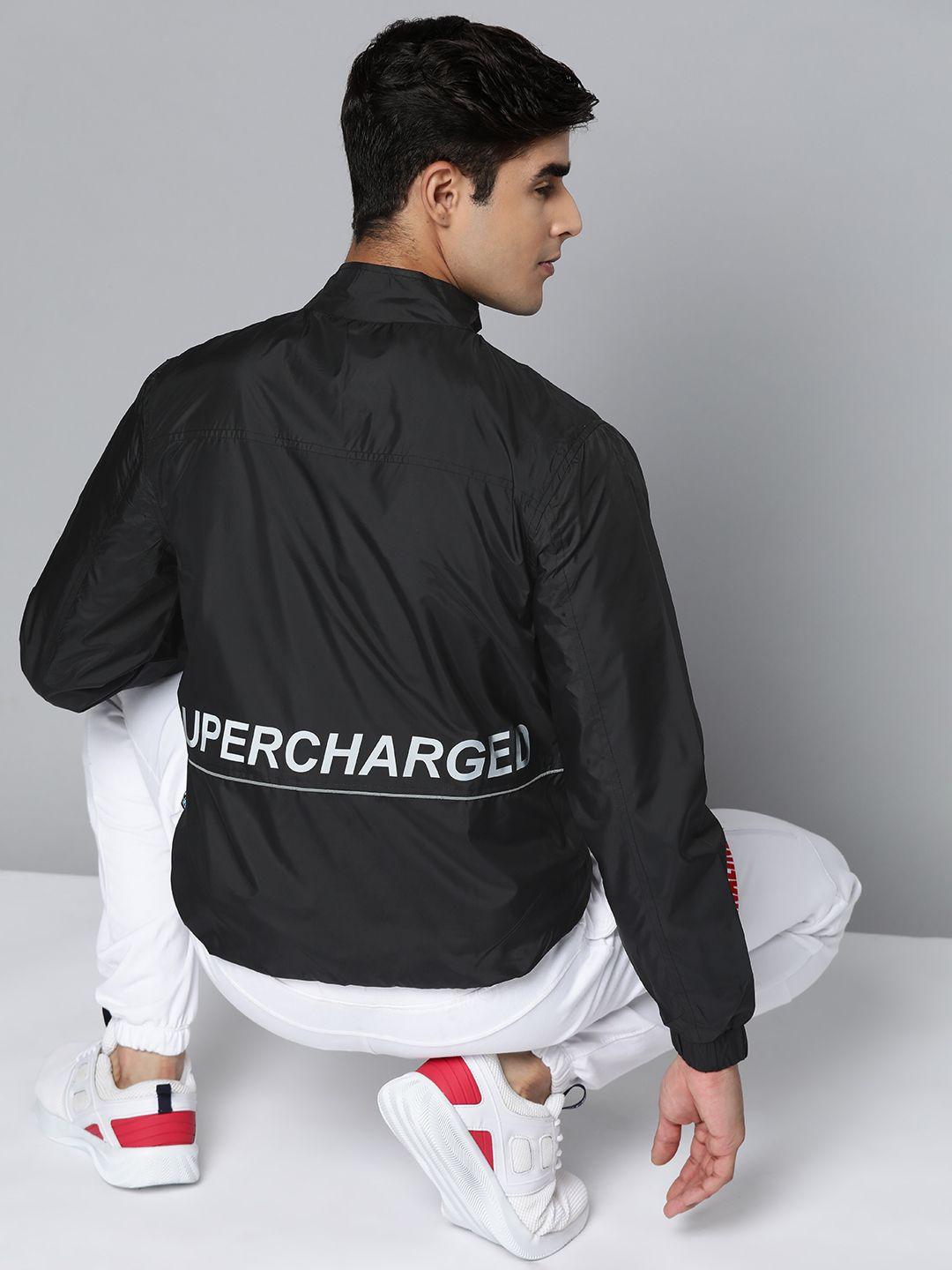 hrx by hrithik roshan men black typography sporty jacket