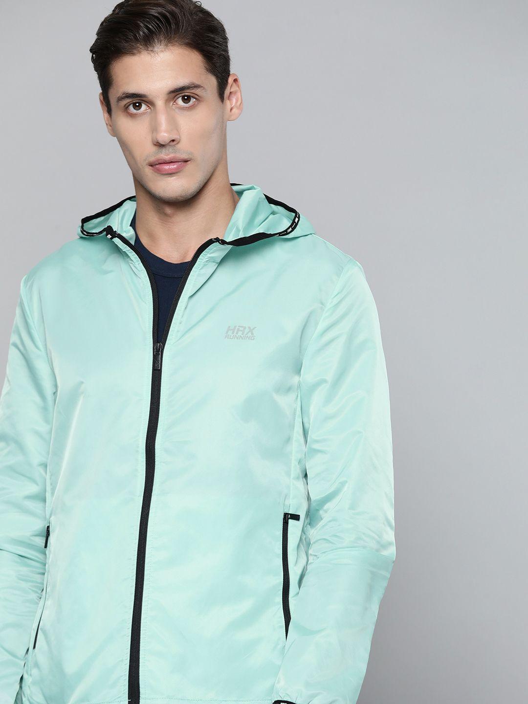 hrx by hrithik roshan men blue designer to comment packable solid running jackets
