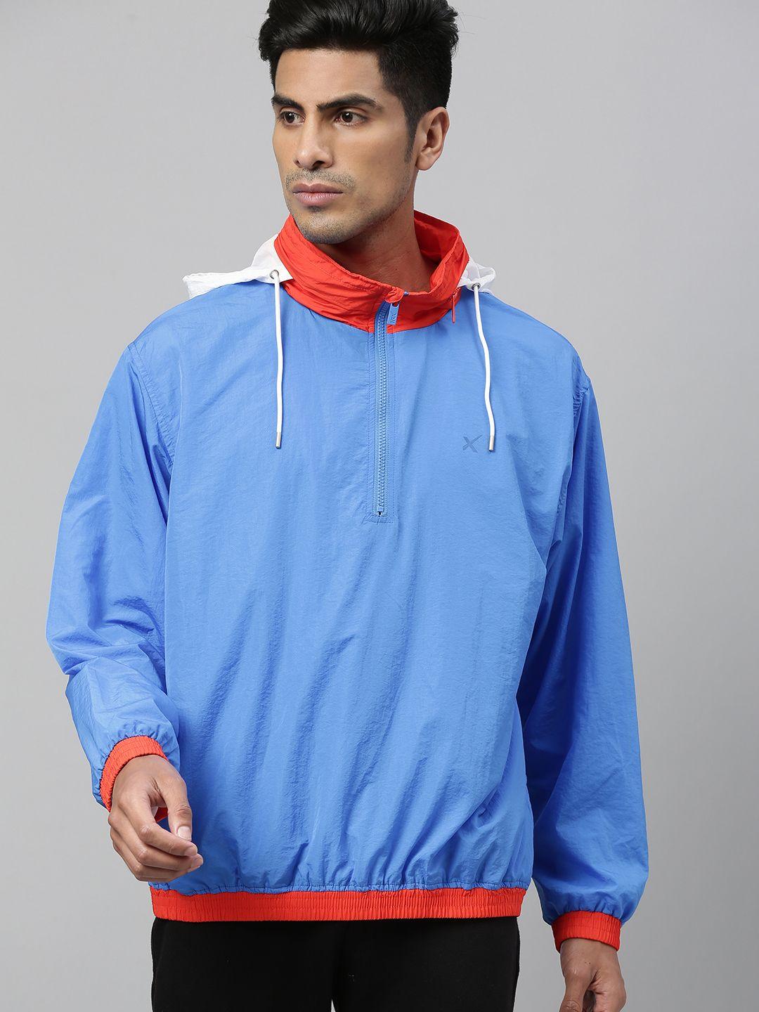 hrx by hrithik roshan men blue solid rapid-dry antimicrobial lifestyle sporty jacket