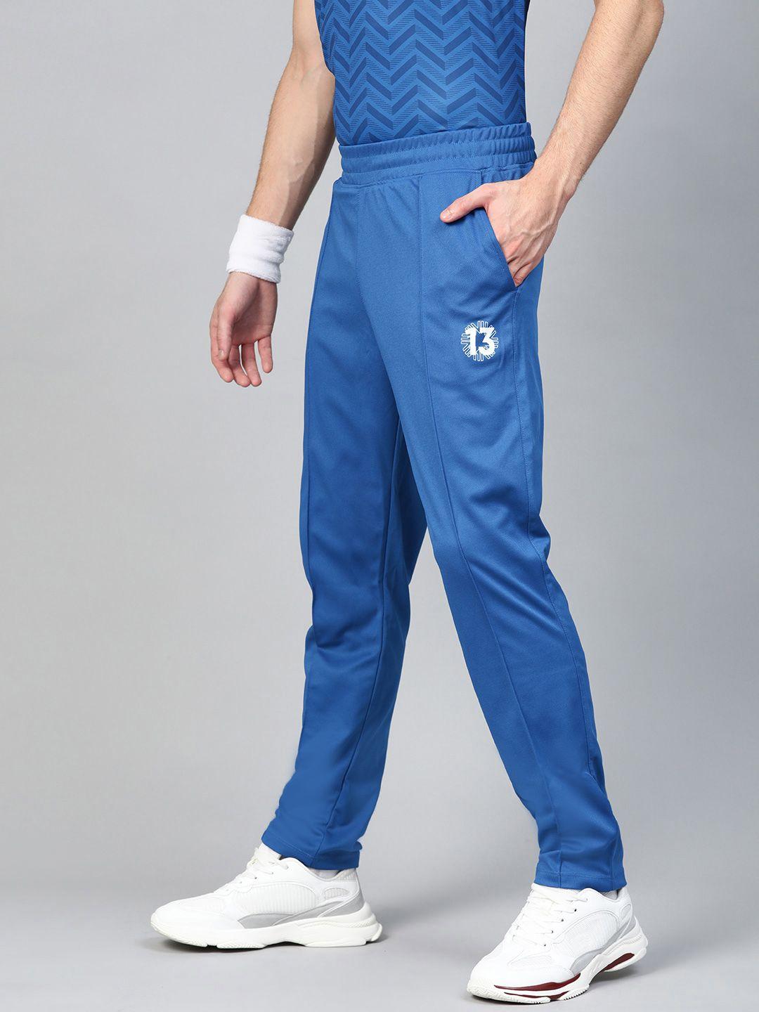 hrx by hrithik roshan men blue solid regular fit rapid dry cricket track pants