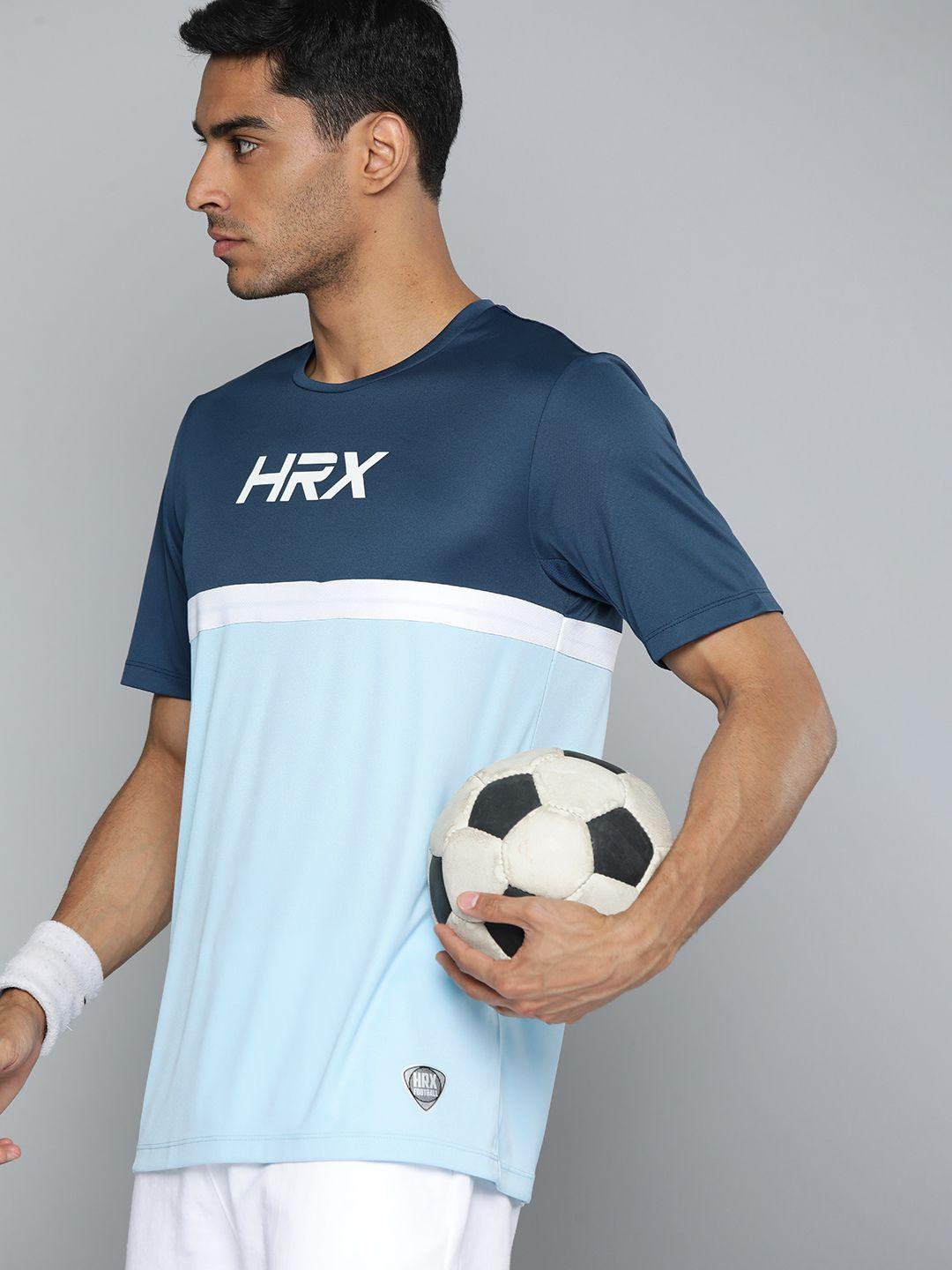 hrx by hrithik roshan men brand logo colourblocked rapid-dry sports t-shirt