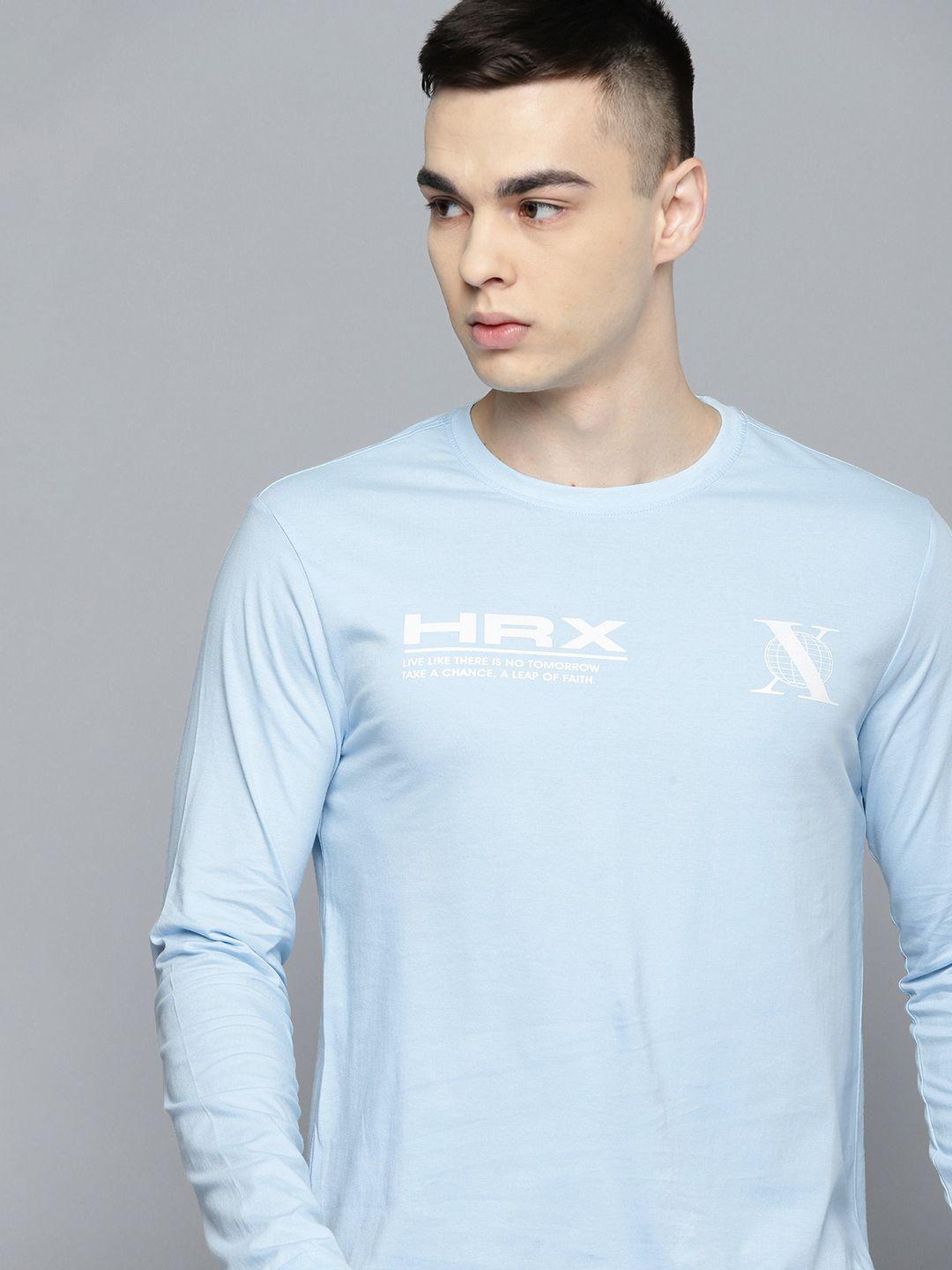 hrx by hrithik roshan men brand logo printed pure cotton t-shirt