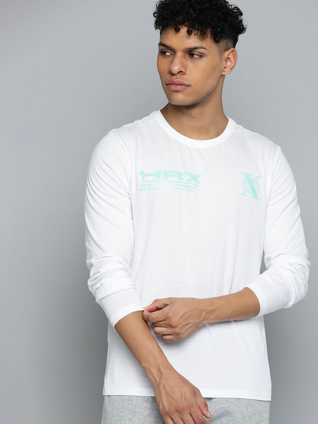 hrx by hrithik roshan men brand logo printed pure cotton t-shirt