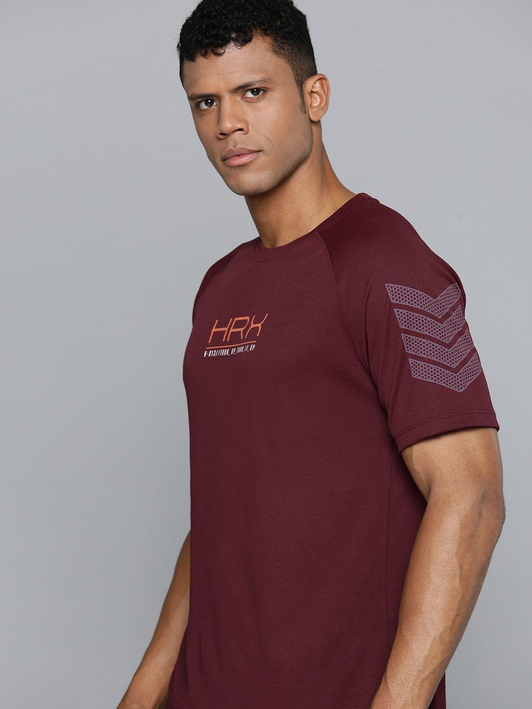 hrx by hrithik roshan men brand logo printed rapid-dry training t-shirt