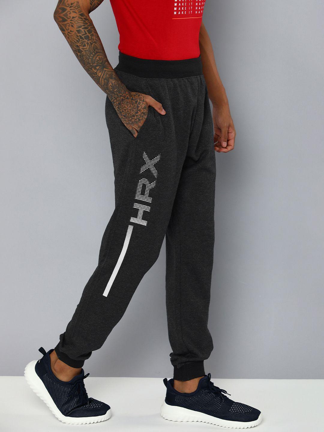 hrx by hrithik roshan men charcoal grey brand logo joggers