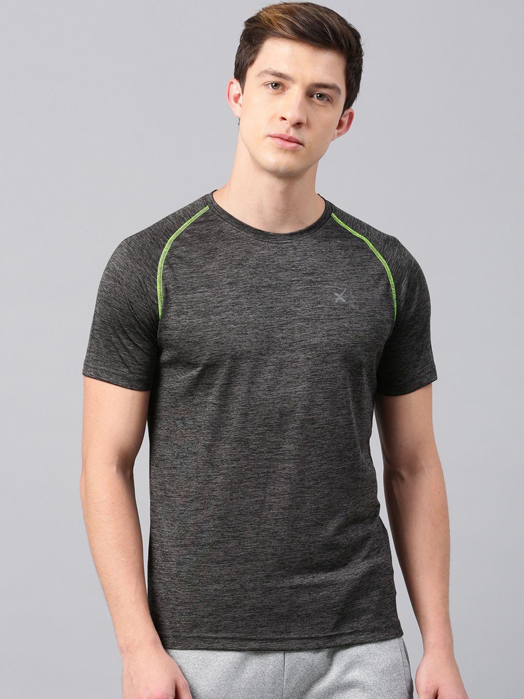 hrx by hrithik roshan men charcoal grey slim advanced rapid dry raglan t-shirt