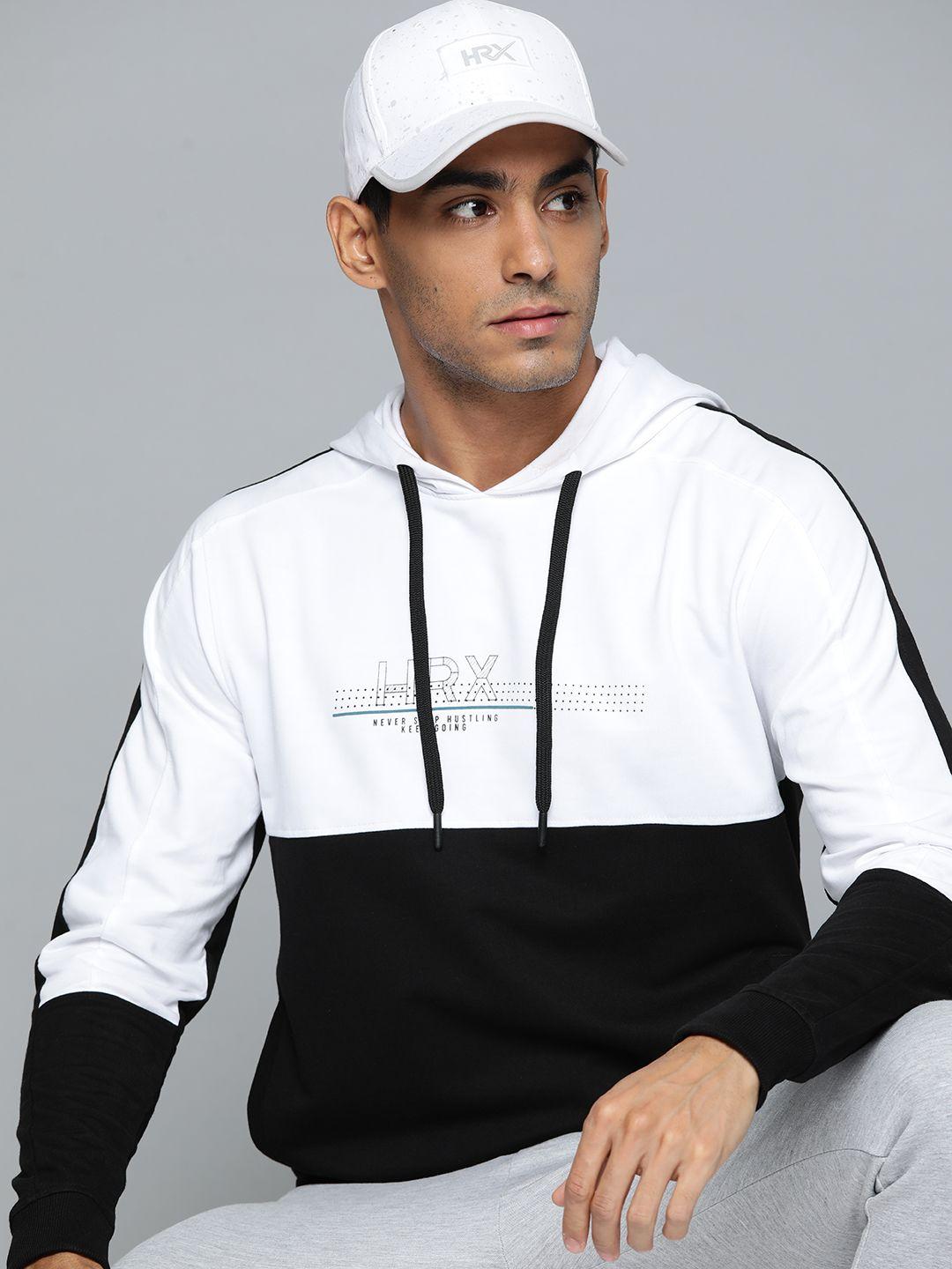 hrx by hrithik roshan men colourblocked hooded sweatshirt