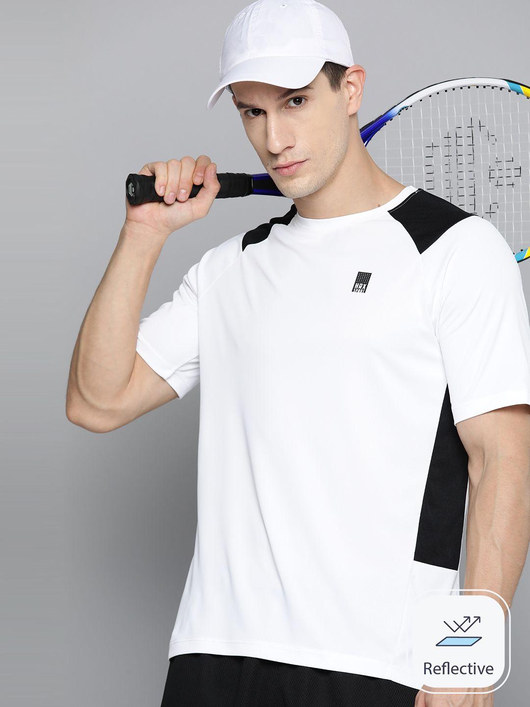 hrx by hrithik roshan men colourblocked racket sport t-shirt with printed back