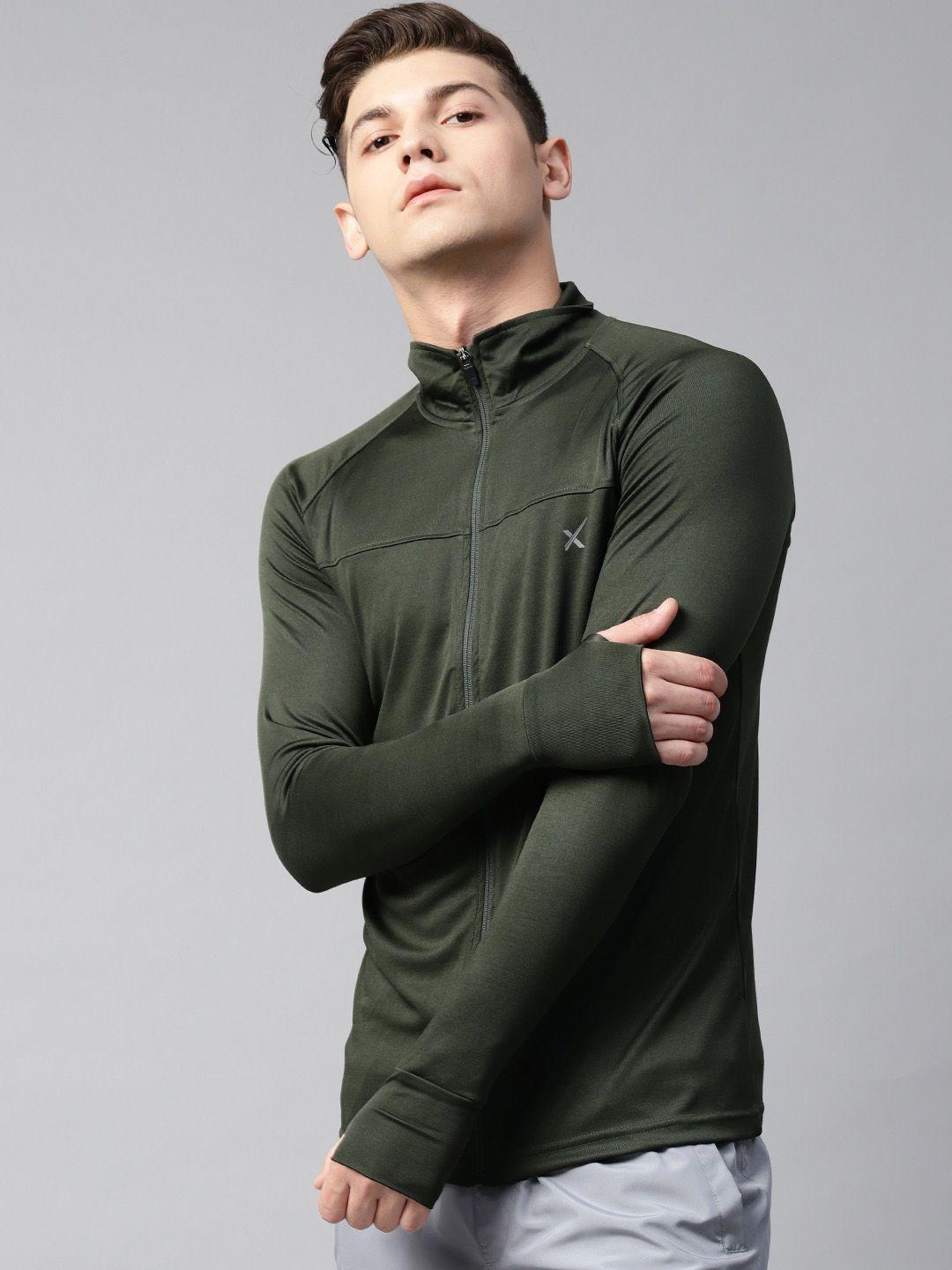 hrx by hrithik roshan men green solid sporty jacket