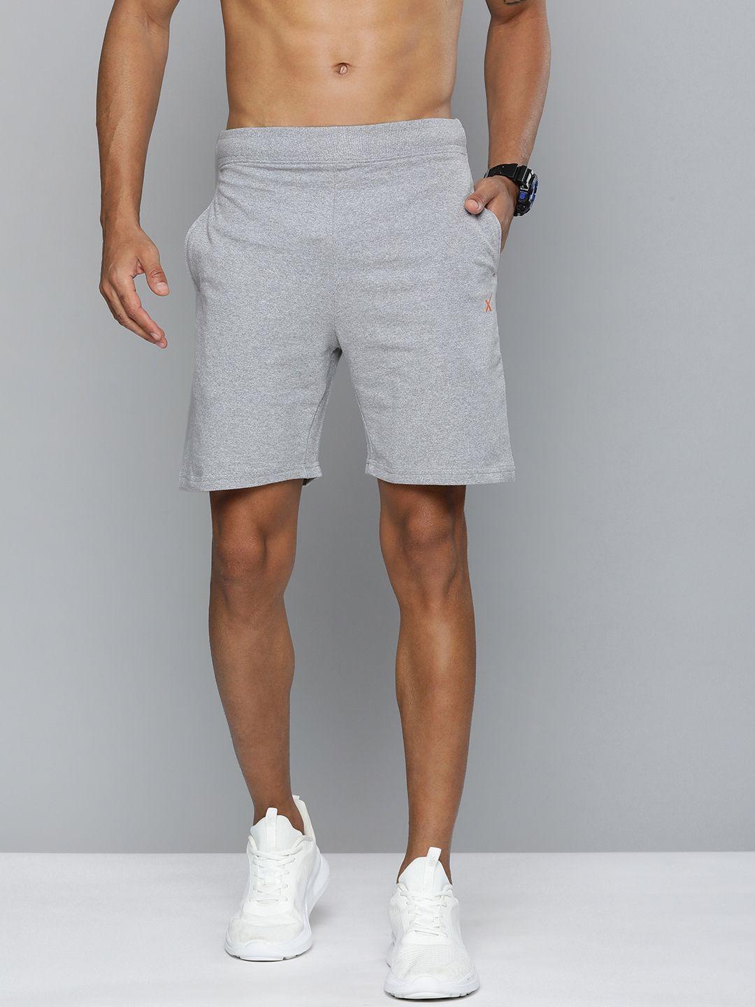 hrx by hrithik roshan men grey melange solid shorts