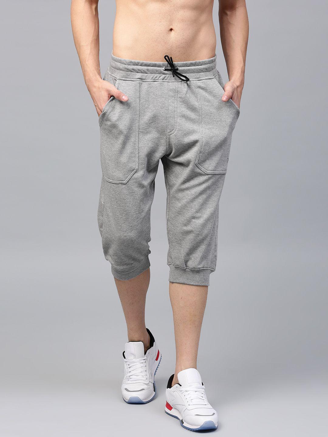 hrx by hrithik roshan men grey melange solid sports shorts