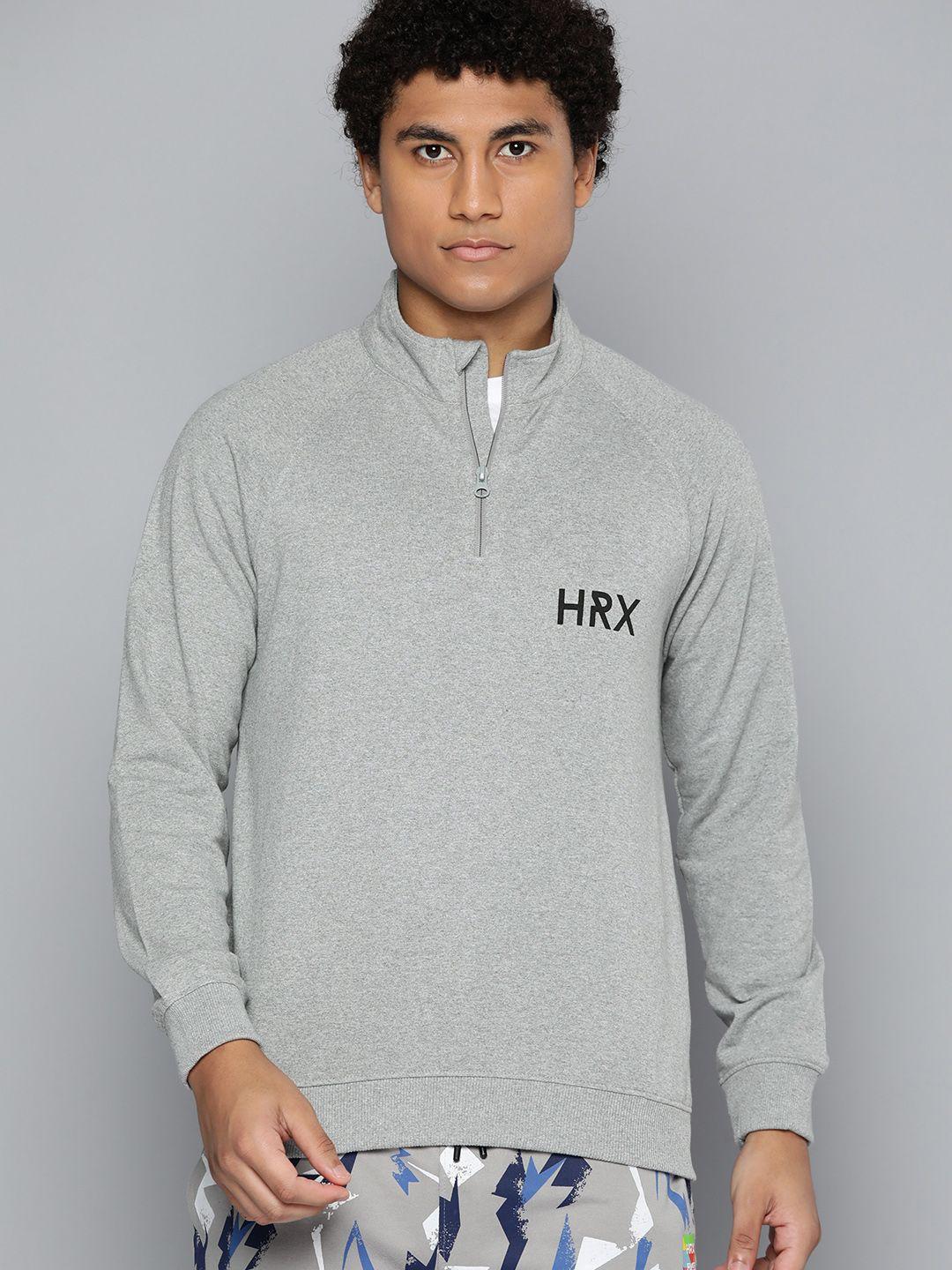 hrx by hrithik roshan men grey melange solid sweatshirt