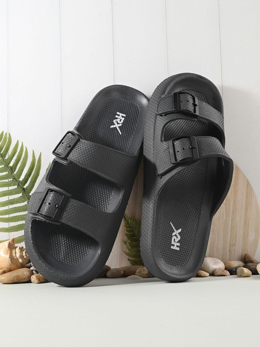 hrx by hrithik roshan men grey rubber sliders