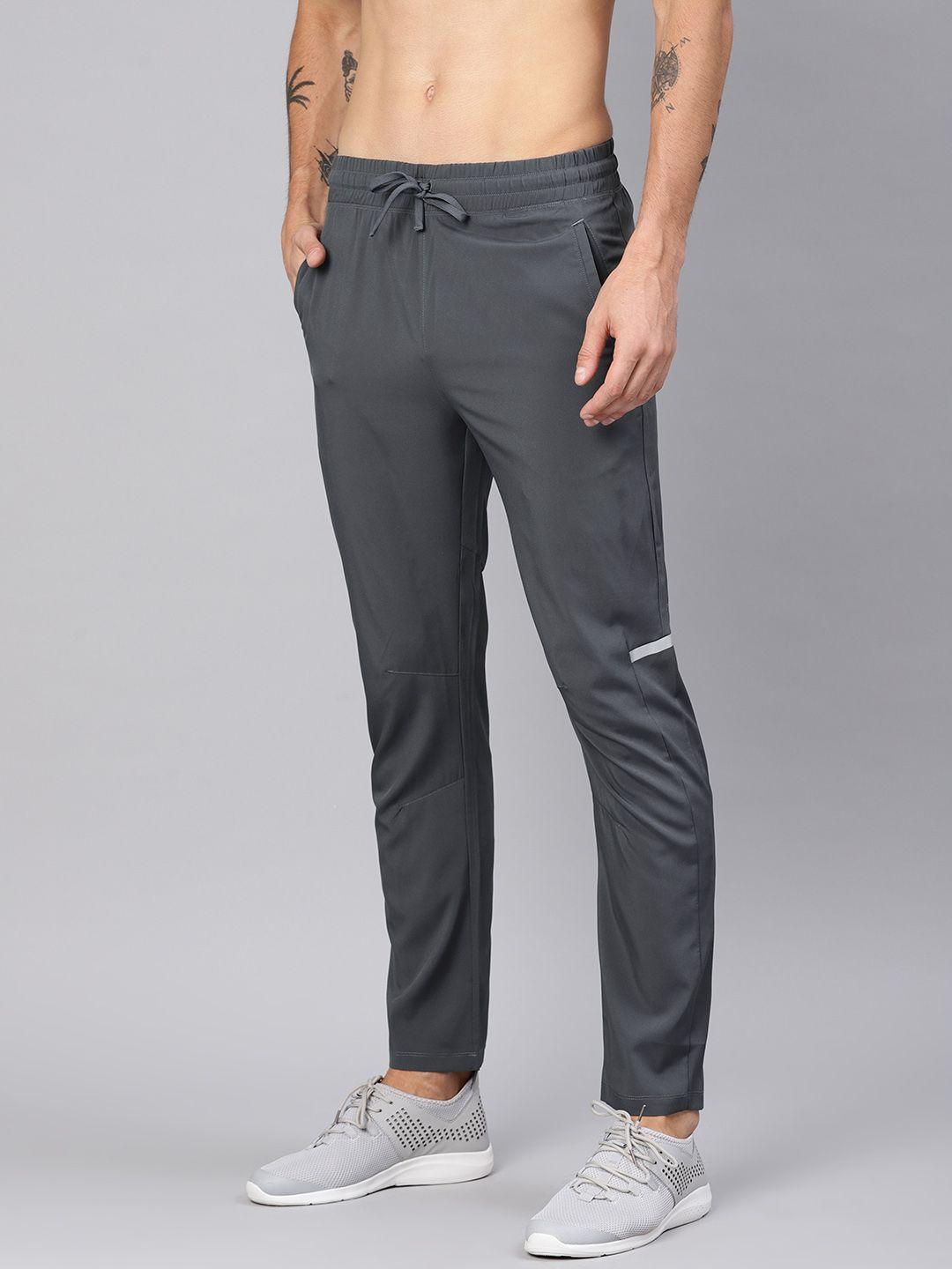 hrx by hrithik roshan men grey solid rapid-dry running track pants