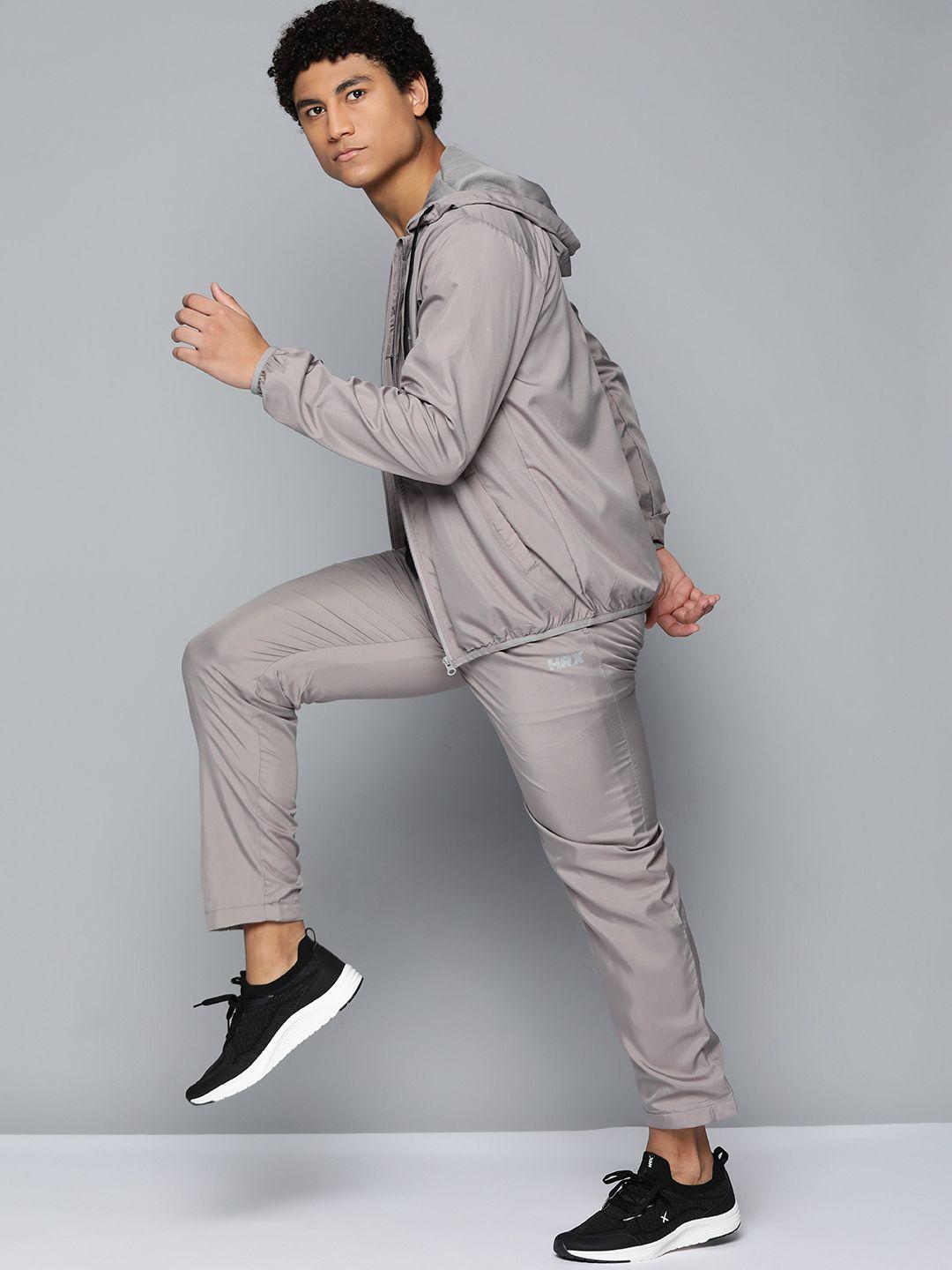 hrx by hrithik roshan men grey solid running tracksuit