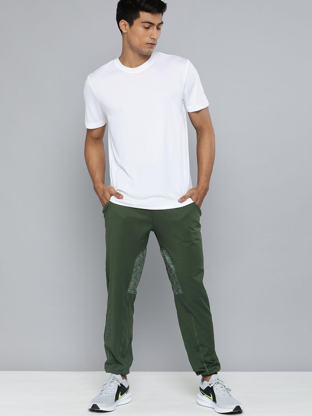 hrx by hrithik roshan men kombu green slim fit rapid-dry colourblocked training joggers