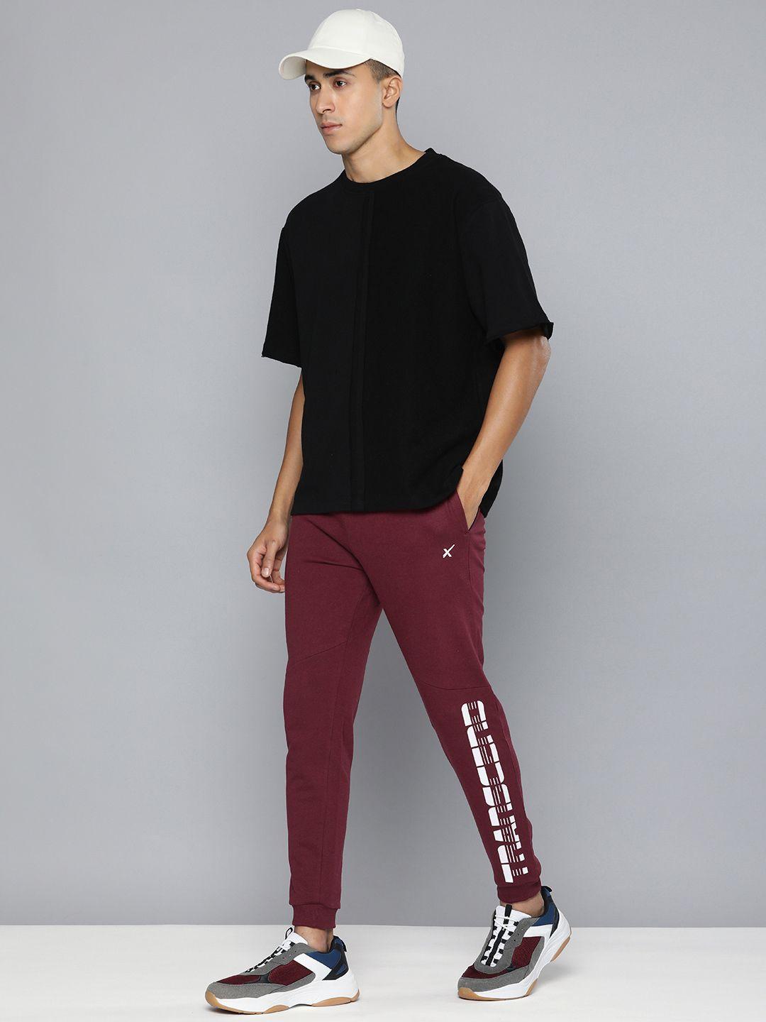 hrx by hrithik roshan men lifestyle typography printed terry joggers