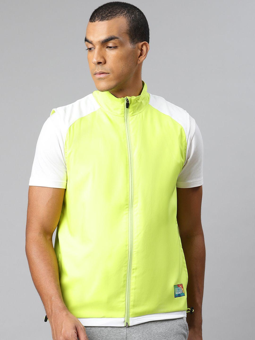 hrx by hrithik roshan men lime green solid rapid-dry anti-static lifestyle jacket