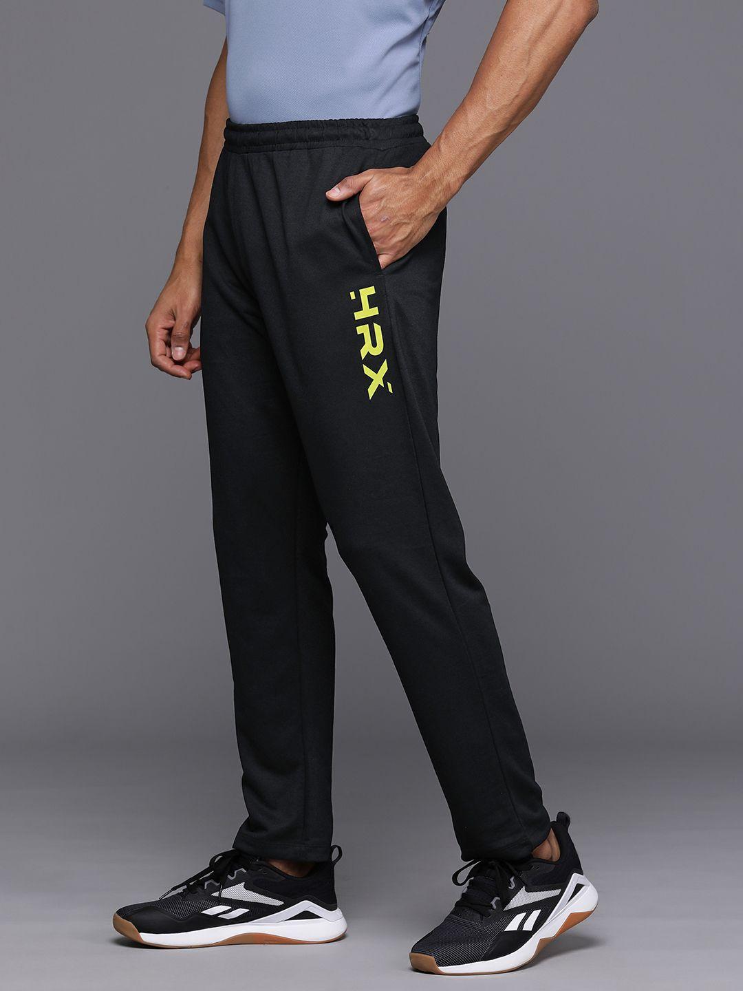 hrx by hrithik roshan men mid-rise brand logo print detail track pants