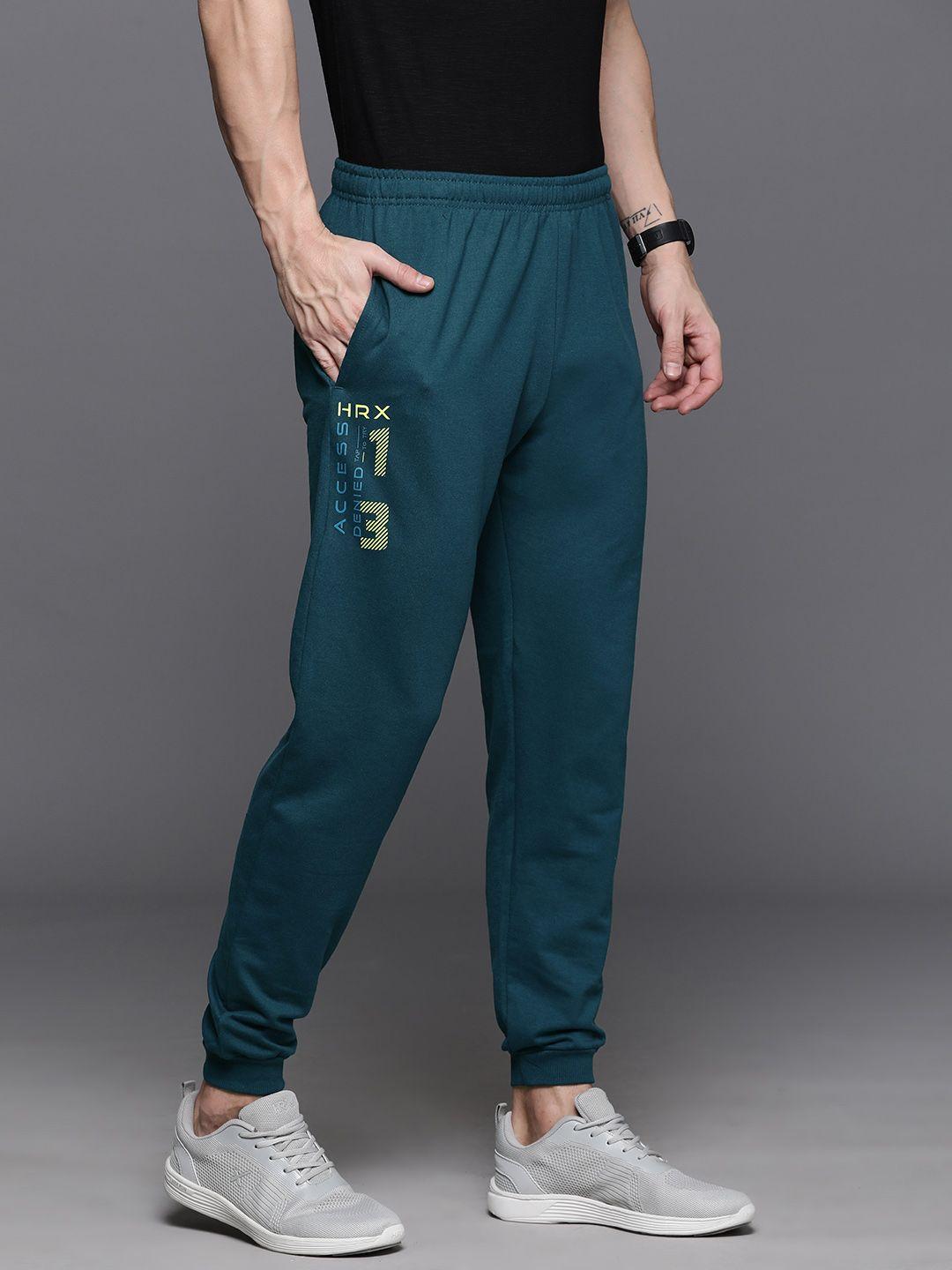 hrx by hrithik roshan men mid-rise brand logo printed detail joggers